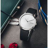  Shop Authentic Calvin Klein Minimal Silver Dial Black Leather Strap Watch for Men - K3M221CY - Luxxuri