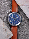  Shop Authentic Fossil Grant Chronograph Blue Dial Brown Leather Strap Watch for Men - FS5151 - Luxxuri
