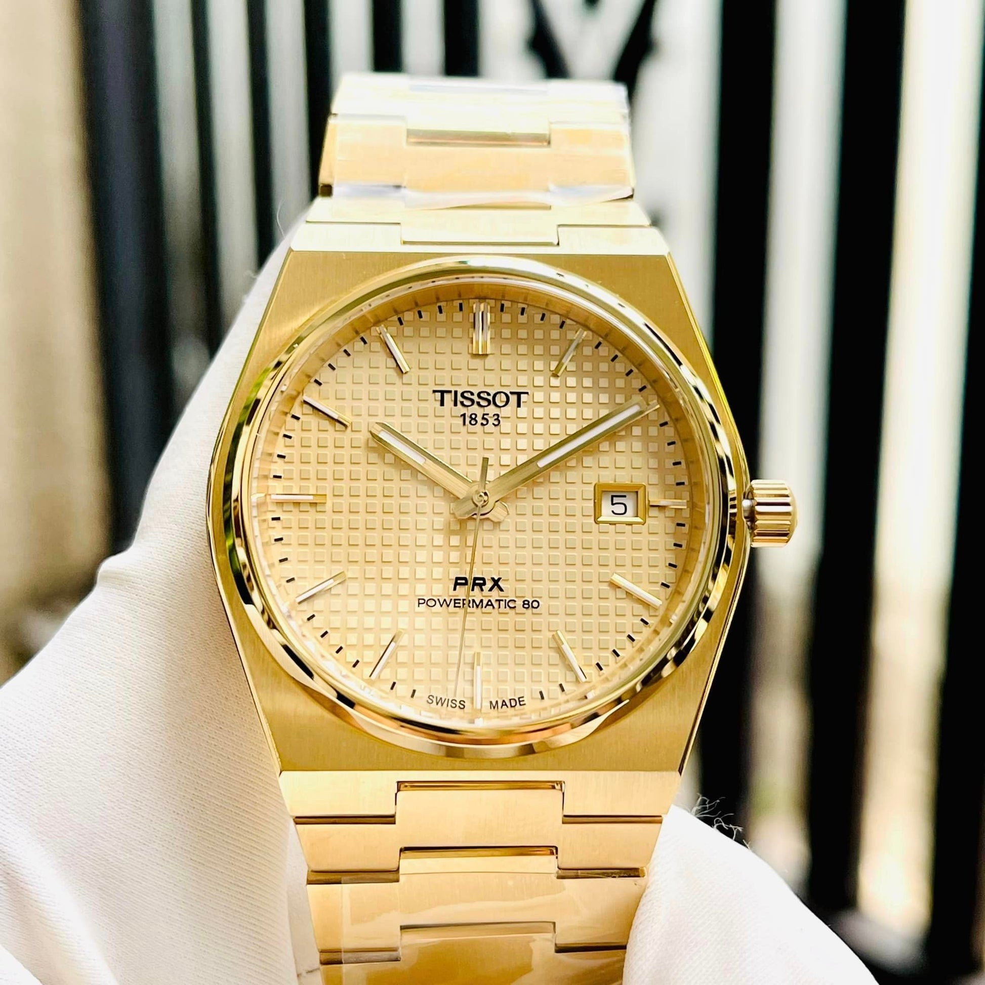  Shop Authentic Tissot PRX Powermatic 80 Gold Dial Gold Steel Strap Watch for Men - T137.407.33.021.00 - Luxxuri