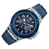  Shop Authentic Guess Rigor Multifunction Chronograph Blue Dial Blue Leather Strap Watch For Men - W0040G7 - Luxxuri