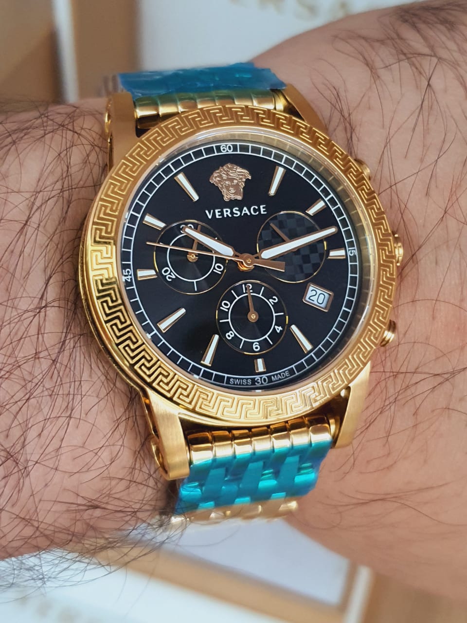  Shop Authentic Versace Sport Tech Chronograph Black Dial Gold Steel Strap Watch for Men - VELT00419 - Luxxuri