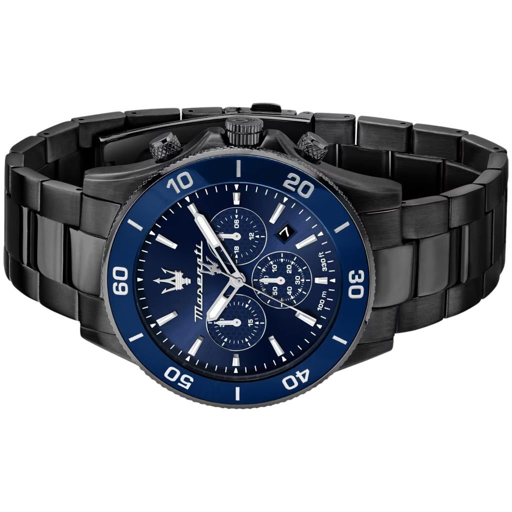  Shop Authentic Maserati Competizione Chronograph Blue Dial Black Steel Strap Watch For Men - R8873600005 - Luxxuri