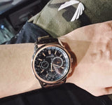  Shop Authentic Citizen Eco Drive Calendrier Black Dial Brown Leather StrapWatch For Men - BU2023-12E - Luxxuri