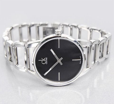  Shop Authentic Calvin Klein Stately Black Dial Silver Steel Strap Watch for Women - K3G23121 - Luxxuri