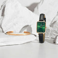  Shop Authentic Daniel Wellington Quadro Pressed Melrose Emerald Green Dial Black Leather Strap Watch For Women - DW00100446 - Luxxuri