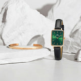  Shop Authentic Daniel Wellington Quadro Pressed Melrose Emerald Green Dial Black Leather Strap Watch For Women - DW00100446 - Luxxuri