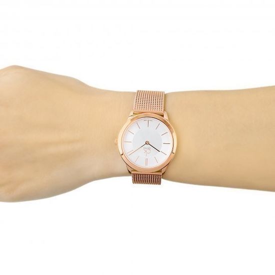  Shop Authentic Calvin Klein Minimal White Dial Rose Gold Mesh Bracelet Watch for Women - K3M23626 - Luxxuri