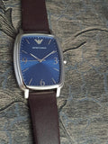  Shop Authentic Emporio Armani Retro Quartz Blue Dial Black Leather Strap Watch For Men - AR2491 - Luxxuri