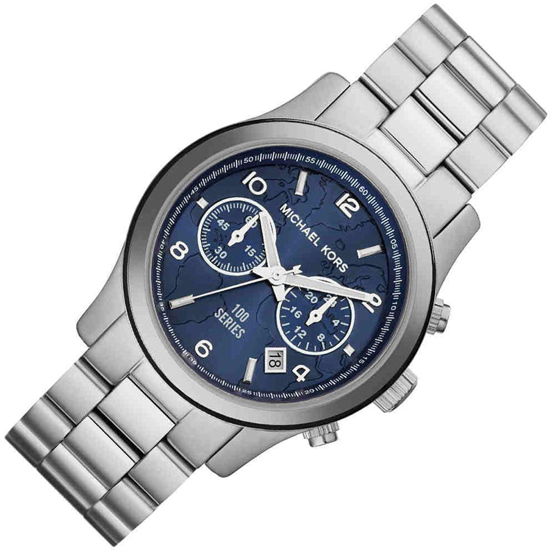  Shop Authentic Michael Kors Hunger Stop 100 Series Navy Blue Dial Silver Steel Strap Watch for Women - MK5814 - Luxxuri