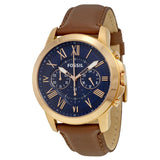  Shop Authentic Fossil Grant Chronograph Blue Dial Brown Leather Strap Watch for Men - FS5068 - Luxxuri
