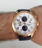  Shop Authentic Tommy Hilfiger Trent Quartz White Dial Blue Leather Strap Watch for Men - 1791139 - Luxxuri