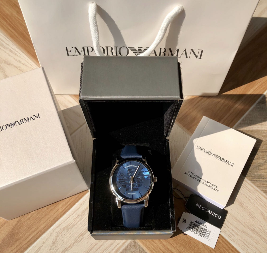  Shop Authentic Emporio Armani Luigi Automatic Blue Dial Blue Leather Strap Watch For Men - AR60030 - Luxxuri