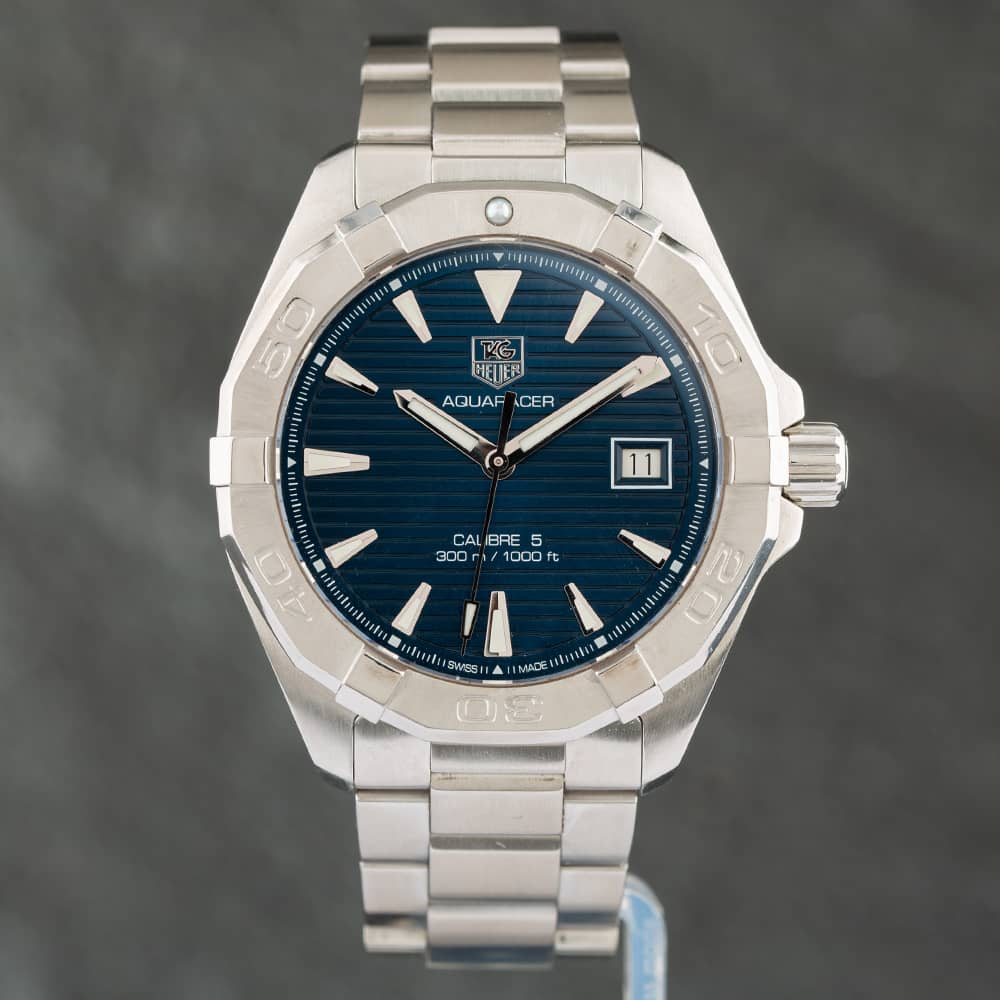  Shop Authentic Tag Heuer Aquaracer Automatic Blue Dial Silver Steel Strap Watch for Men - WAY2112.BA0928 - Luxxuri