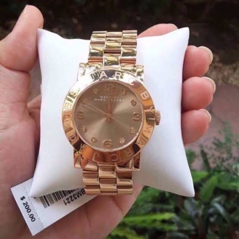  Shop Authentic Marc Jacobs Amy Mother of Pearl Black Dial Rose Gold Steel Strap Watch for Women - MBM8610 - Luxxuri