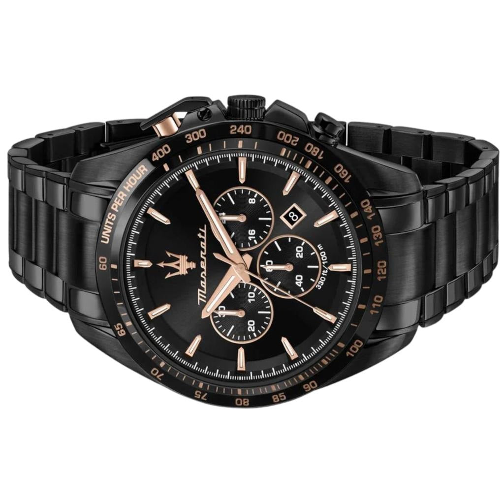  Shop Authentic Maserati Traguardo Chronograph Black Dial Black Steel Strap Watch For Men - R8873612048 - Luxxuri