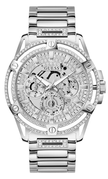  Shop Authentic Guess King Quartz Silver Dial Silver Steel Strap Watch For Men - GW0497G1 - Luxxuri