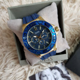  Shop Authentic Guess Force Blue & Rose Gold Dial Blue Silicone Strap Watch For Men - W0674G2 - Luxxuri