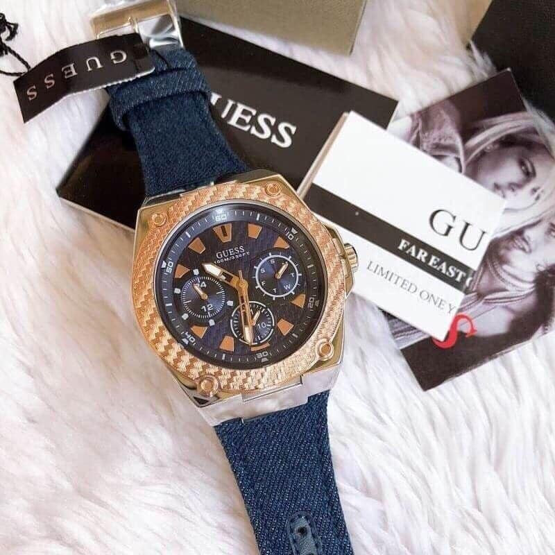  Shop Authentic Guess Legacy Analog Blue Dial Blue Denim Strap Watch for Men - W1058G1 - Luxxuri