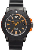 Emporio Armani Sportivo Quartz Black Dial Black Silicone Strap Watch For Men - AR5969