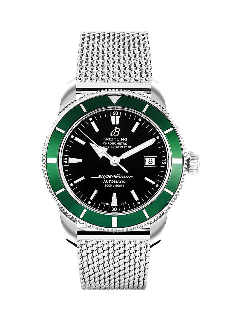  Shop Authentic Breitling Superocean Heritage 42mm Chronograph Green Bezel Mens Watch - A1732136 - Luxxuri