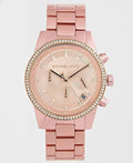  Shop Authentic Michael Kors Ritz Chronograph Rose Gold Dial Rose Gold Steel Strap Watch For Women - MK6753 - Luxxuri