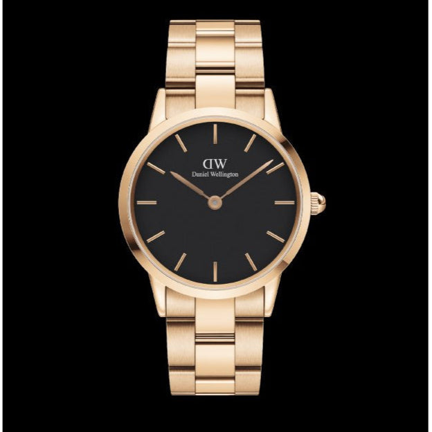  Shop Authentic Daniel Wellington Iconic Link Black Dial Rose Gold Steel Strap Watch for Women - DW00100210 - Luxxuri