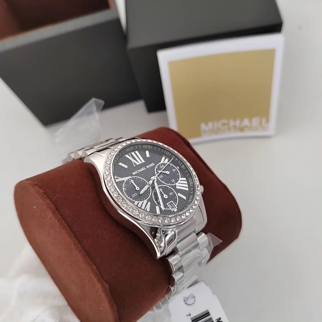  Shop Authentic Michael Kors Lexington Chronograph Black Dial Silver Steel Strap Watch For Women - MK7277 - Luxxuri