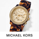  Shop Authentic Michael Kors Runway Chronograph Gold Dial Brown Acetate Strap Watch for Women - MK7475 - Luxxuri