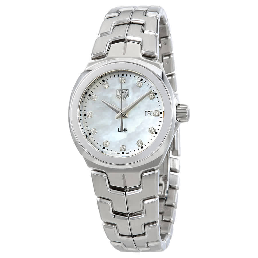 Shop Authentic Tag Heuer Link Quartz Diamonds Mother of Pearl Dial Silver Steel Strap Watch for Women - WBC1312.BA0600 - Luxxuri