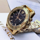  Shop Authentic Versace Greca Action Chronograph Black Dial Gold Steel Strap Watch For Men - VE3J00622 - Luxxuri