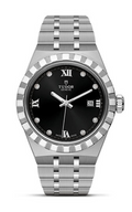 Tudor Royal Automatic Diamonds Black Dial Silver Steel Strap Watch for Men - M28600-0004