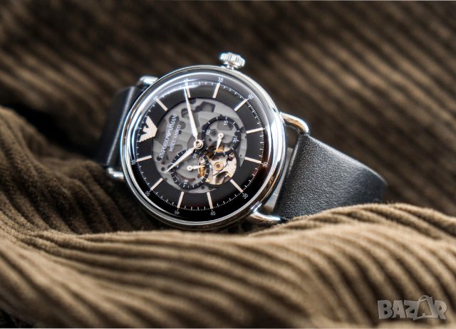  Shop Authentic Emporio Armani Meccanico Skeleton Black Dial Black Leather Strap Watch For Men - AR60026 - Luxxuri