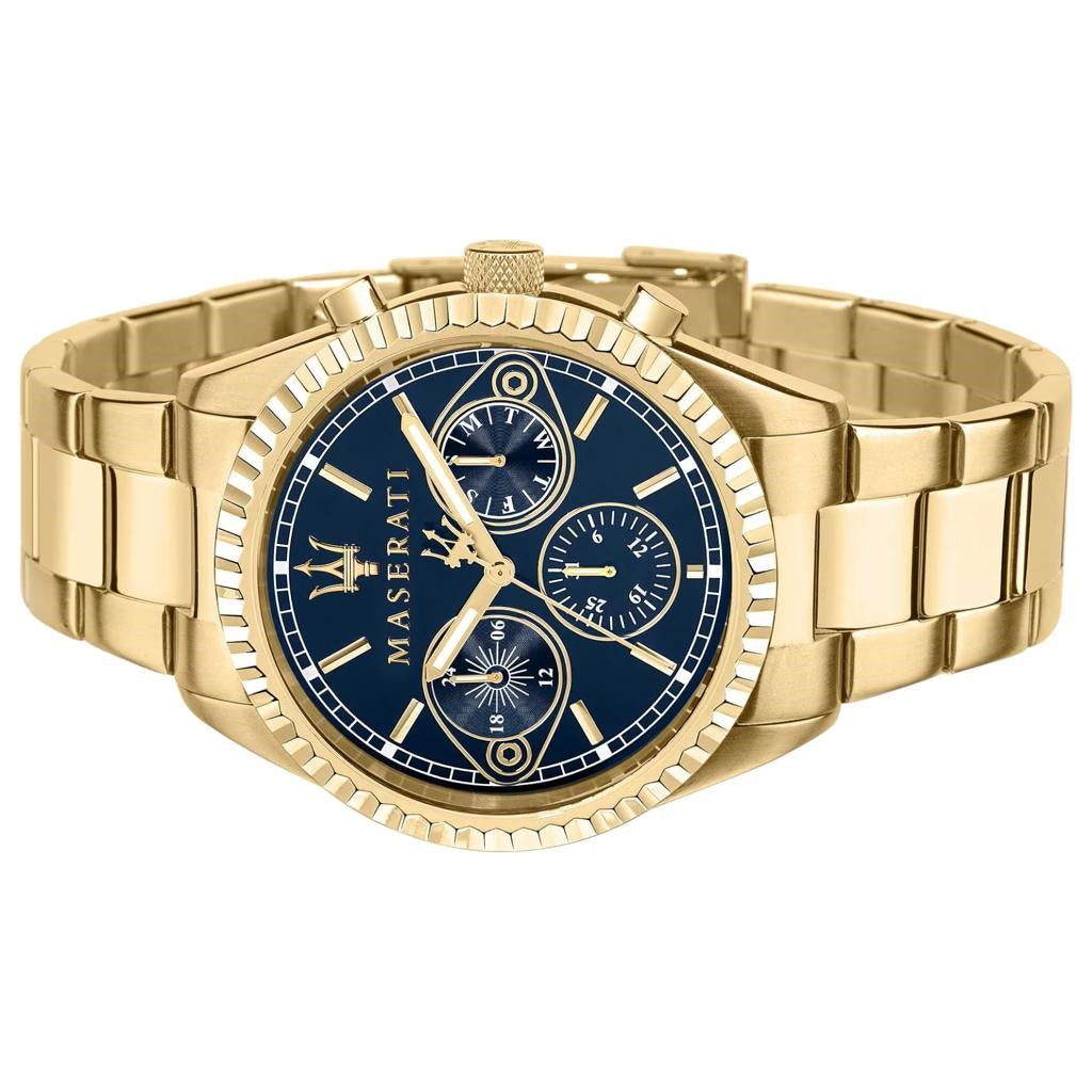  Shop Authentic Maserati Competizione Chronograph Blue Dial Gold Steel Strap Watch For Men - R8853100026 - Luxxuri