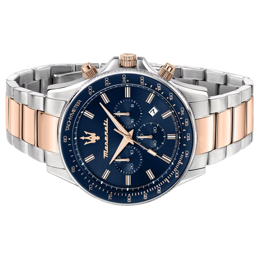  Shop Authentic Maserati SFIDA Chronograph Blue Dial Two Tone Steel Strap Watch For Men - R8873640012 - Luxxuri