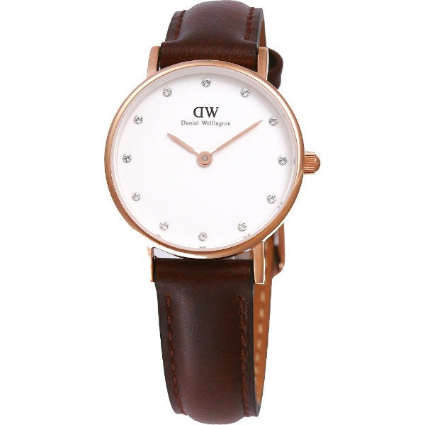  Shop Authentic Daniel Wellington Classy Bristol White Dial Brown Leather Strap Watch For Women - DW00100062 - Luxxuri