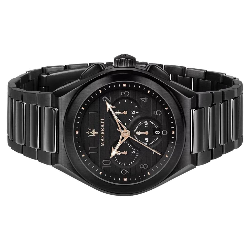  Shop Authentic Maserati Triconic Quartz Black Dial Black Steel Strap Watch For Men - R8873639003 - Luxxuri