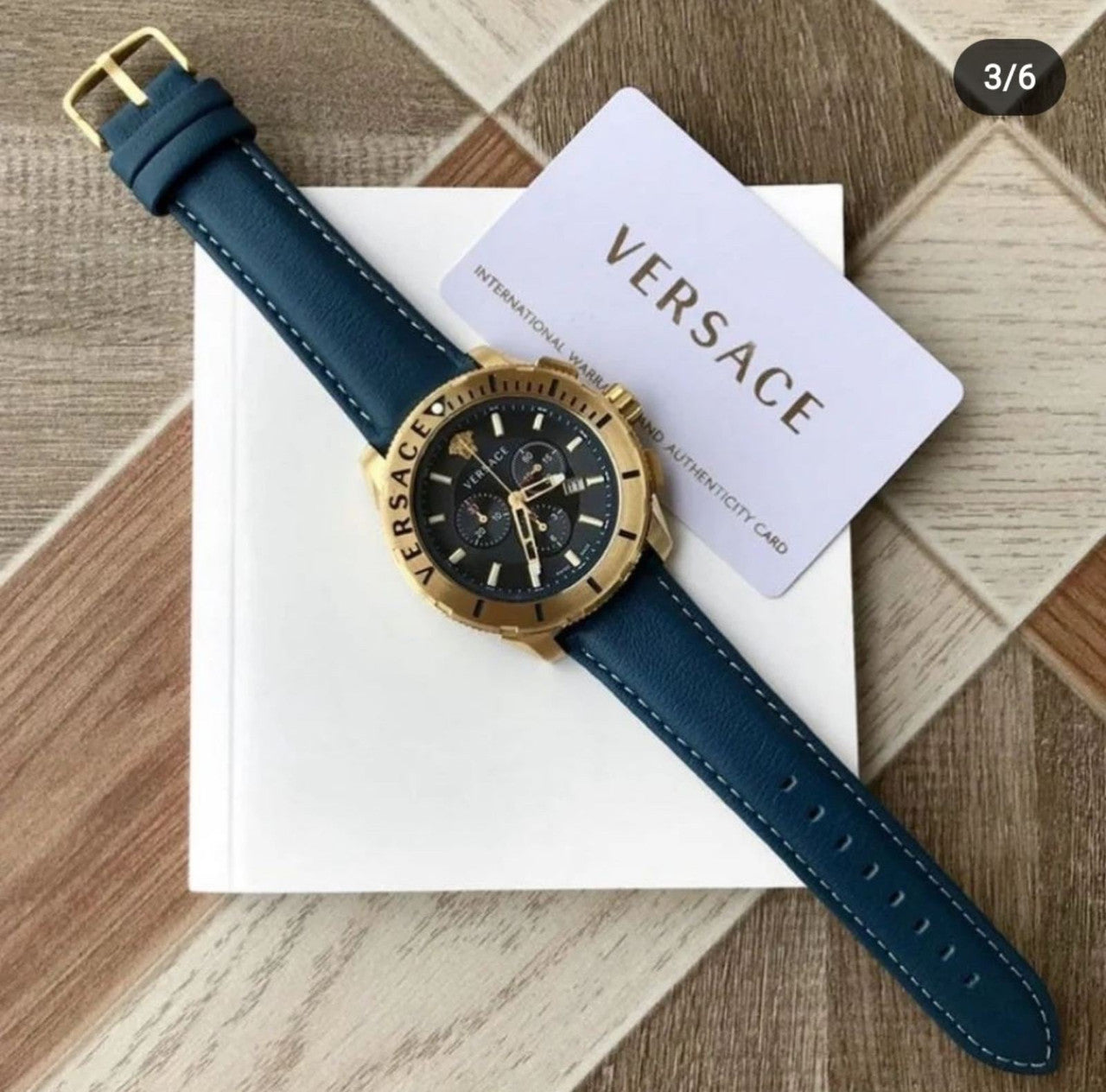  Shop Authentic Versace Casual Chronograph Blue Dial Blue Leather Strap Watch for Men - VERG004-18 - Luxxuri