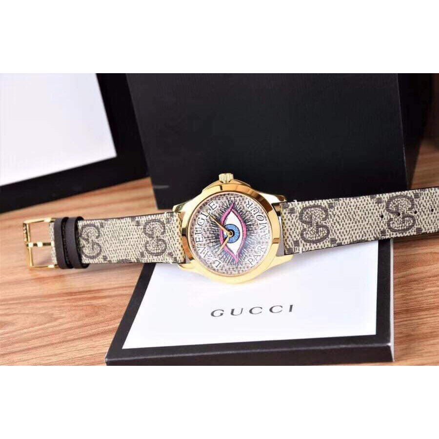  Shop Authentic Gucci G Timeless Eye Beige Dial Beige Leather Strap Watch For Men - YA1264022 - Luxxuri