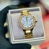  Shop Authentic Michael Kors Camille Chronograph White Dial Gold Steel Strap Watch For Women - MK6994 - Luxxuri