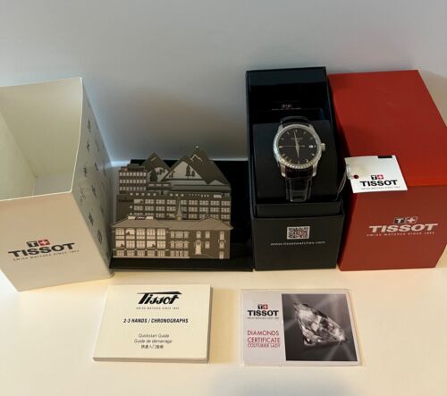  Shop Authentic Tissot T Trend Couturier Diamonds Black Dial Black Leather Strap Watch for Women - T035.210.66.051.00 - Luxxuri