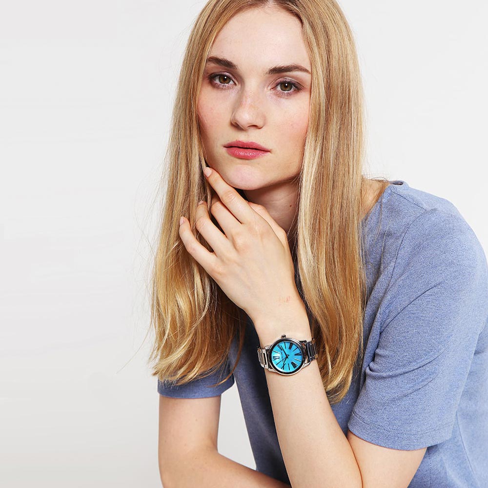  Shop Authentic Michael Kors Hartman Quartz Blue Dial Silver Steel Strap Watch For Women - MK3519 - Luxxuri