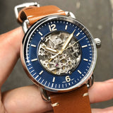  Shop Authentic Fossil Commuter Automatic Skeleton Blue Dial Brown Leather Strap Watch for Men - ME3159 - Luxxuri