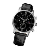  Shop Authentic Tommy Hilfiger Kane Quartz Black Dial Black Leather Strap Watch for Men - 1791401 - Luxxuri