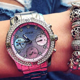  Shop Authentic Guess Confetti Multicolored Dial Silver Steel Strap Watch For Women - W0774L1 - Luxxuri