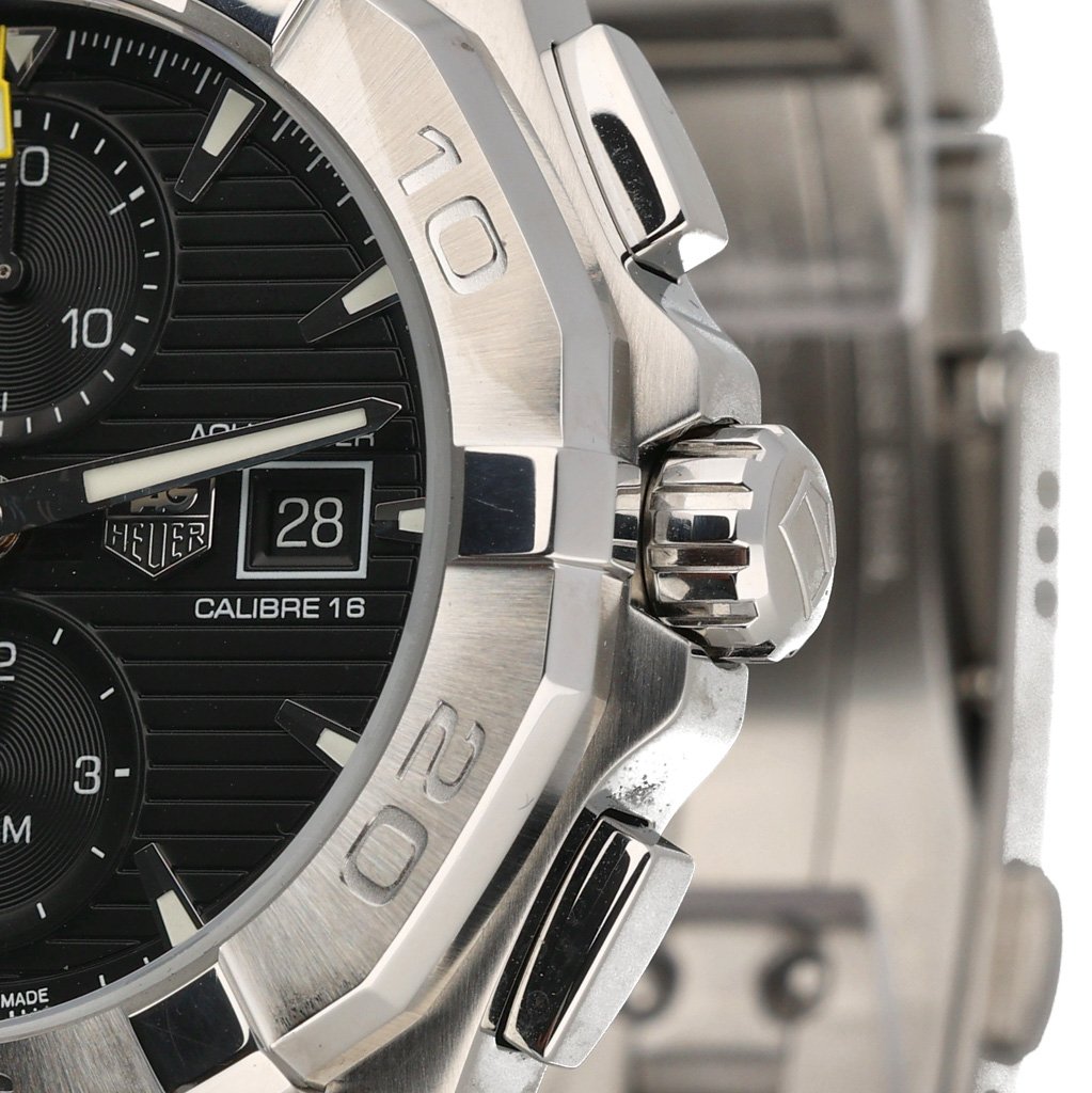  Shop Authentic Tag Heuer Aquaracer Automatic Chronograph Black Dial Silver Steel Strap Watch for Men - CAY2110.BA0927 - Luxxuri