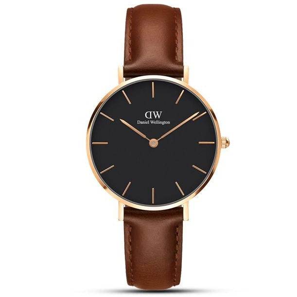  Shop Authentic Daniel Wellington Classic Petite Bristol Black Dial Brown Leather Strap Watch For Women - DW00100165 - Luxxuri