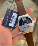  Shop Authentic Tommy Hilfiger Monogram Pop Quartz Silver Dial Brown Leather Strap Watch For Men - 1791772 - Luxxuri
