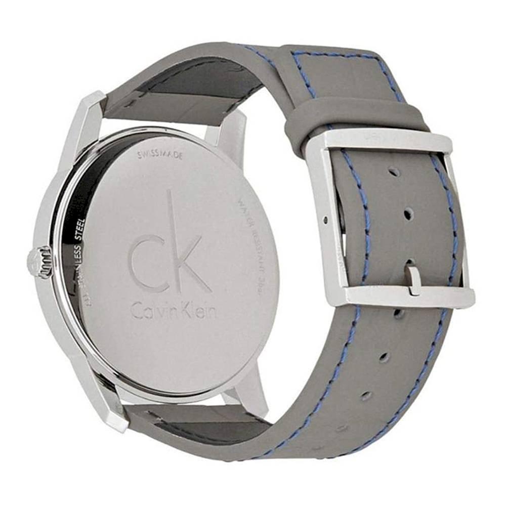  Shop Authentic Calvin Klein City Silver Dial Grey Leather Strap Watch for Men - K2G211Q4 - Luxxuri