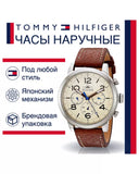  Shop Authentic Tommy Hilfiger Jake Multifunction White Dial Brown Leather Strap Watch for Men - 1791230 - Luxxuri