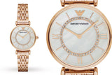  Shop Authentic Emporio Armani Gianni T Bar Mother of Pearl Rose Gold Stainless Steel Strap Watch For Women - AR1909 - Luxxuri